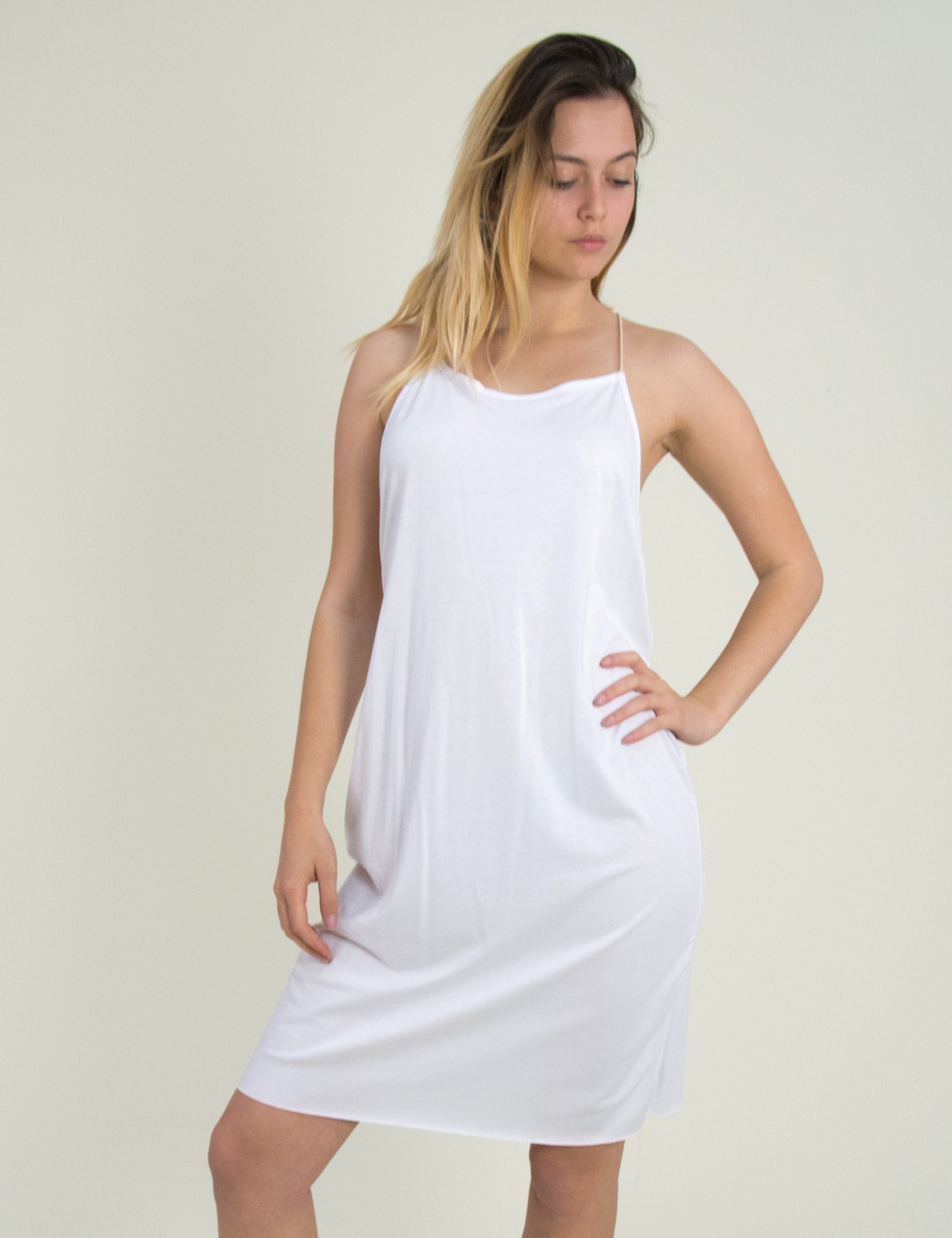 Γυναικείο midi φόρεμα Coocu λευκό 91693B